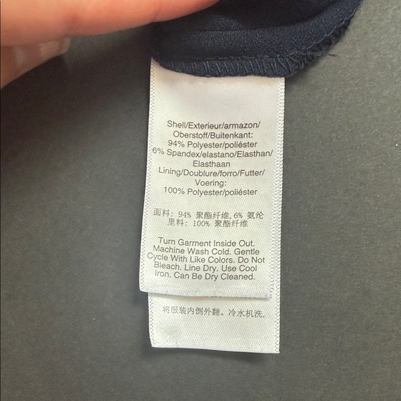 NWT DKNY Midnight/Deep Navy Midi V-Neck Sheath Dress with Puff Sleeves - Picture 9 of 9